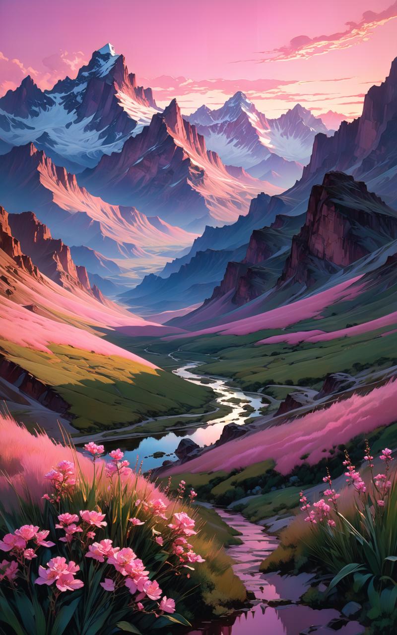 06167-1465861143-Double-exposure; glossy, beautiful steppes landscape with rugged mountains, wonderful twilight pink sky, glowing adventitious pl.png